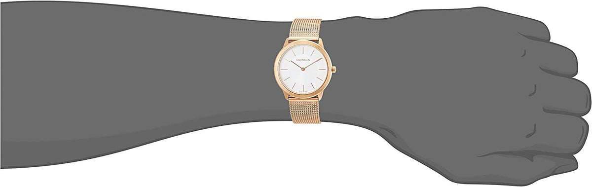 Shop Authentic Calvin Klein Minimal White Dial Rose Gold Mesh Bracelet Watch for Women - K3M22626 - Luxxuri