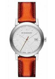  Shop Authentic Burberry The City Silver Dial Orange Leather Strap Watch for Women - BU9121 - Luxxuri