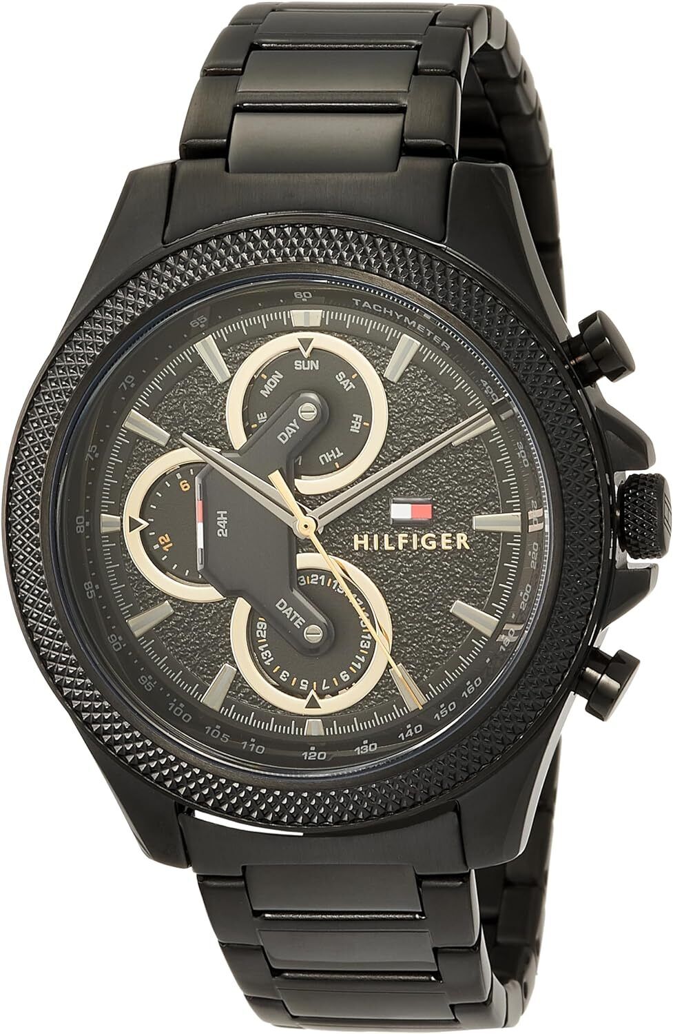  Shop Authentic Tommy Hilfiger Clark Chronograph Black Dial Black Steel Strap Watch For Men - 1792081 - Luxxuri