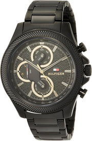  Shop Authentic Tommy Hilfiger Clark Chronograph Black Dial Black Steel Strap Watch For Men - 1792081 - Luxxuri