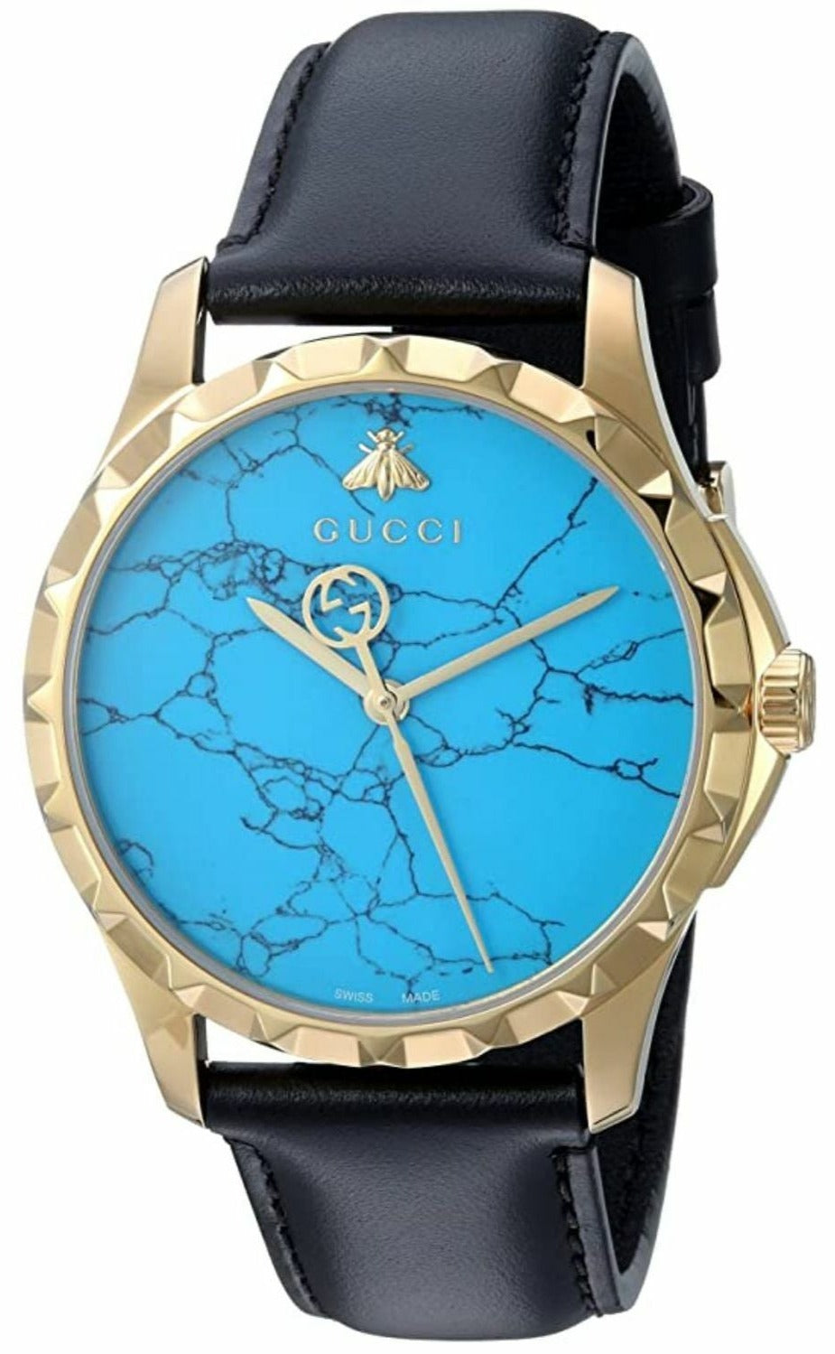  Shop Authentic Gucci G Timeless Turquoise Blue Dial Black Leather Strap Watch For Men - YA126462 - Luxxuri