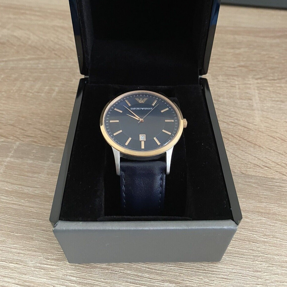  Shop Authentic Emporio Armani Renato Analog Blue Dial Black Leather Strap Watch For Men - AR2506 - Luxxuri