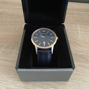  Shop Authentic Emporio Armani Renato Analog Blue Dial Black Leather Strap Watch For Men - AR2506 - Luxxuri