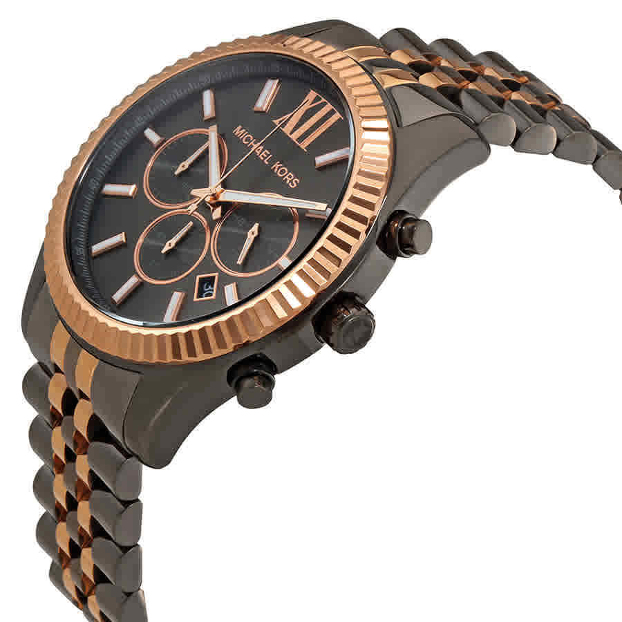  Shop Authentic Michael Kors Lexington Chronograph Black Dial Two Tone Steel Strap Watch for Men - MK8561 - Luxxuri