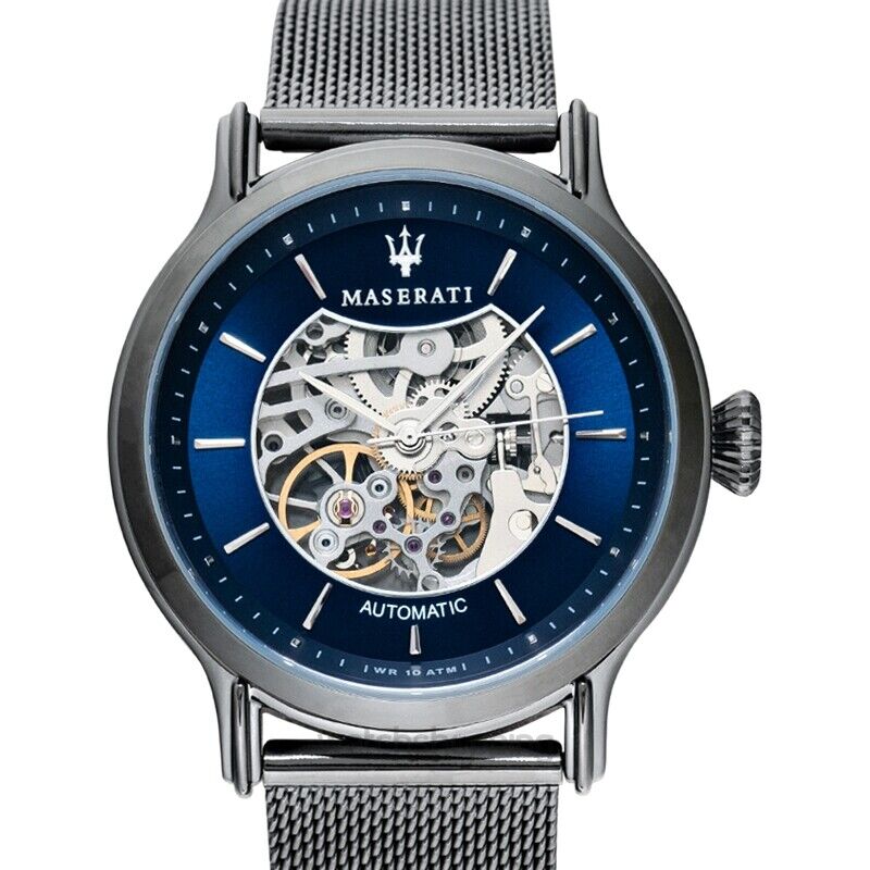  Shop Authentic Maserati Epoca Automatic Skeleton Blue Dial Mesh Bracelet Watch For Men - R8823118002 - Luxxuri