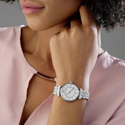  Shop Authentic Emporio Armani Gianni T-Bar Mother of Pearl Dial Silver Stainless Steel Watch For Women - AR1908 - Luxxuri