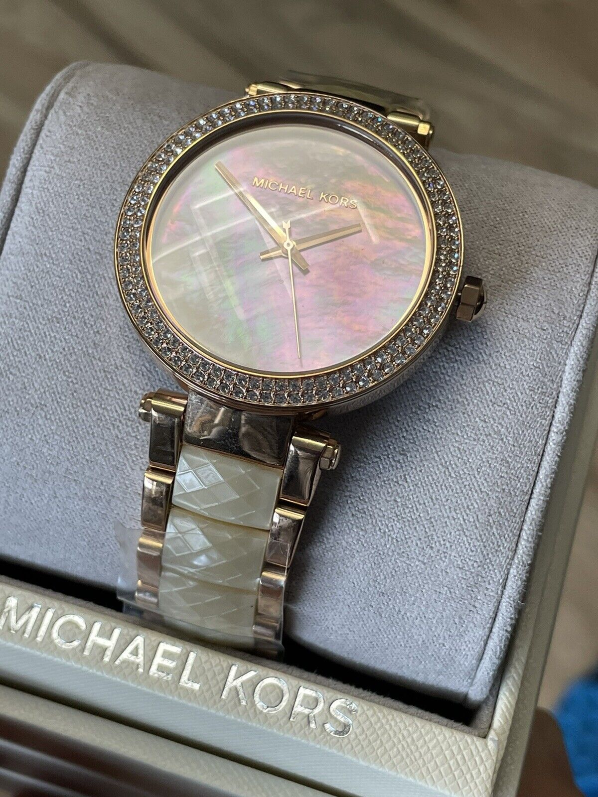  Shop Authentic Michael Kors Parker Mother of Pearl Pink Dial Two Tone Steel Strap Watch for Women - MK6492 - Luxxuri
