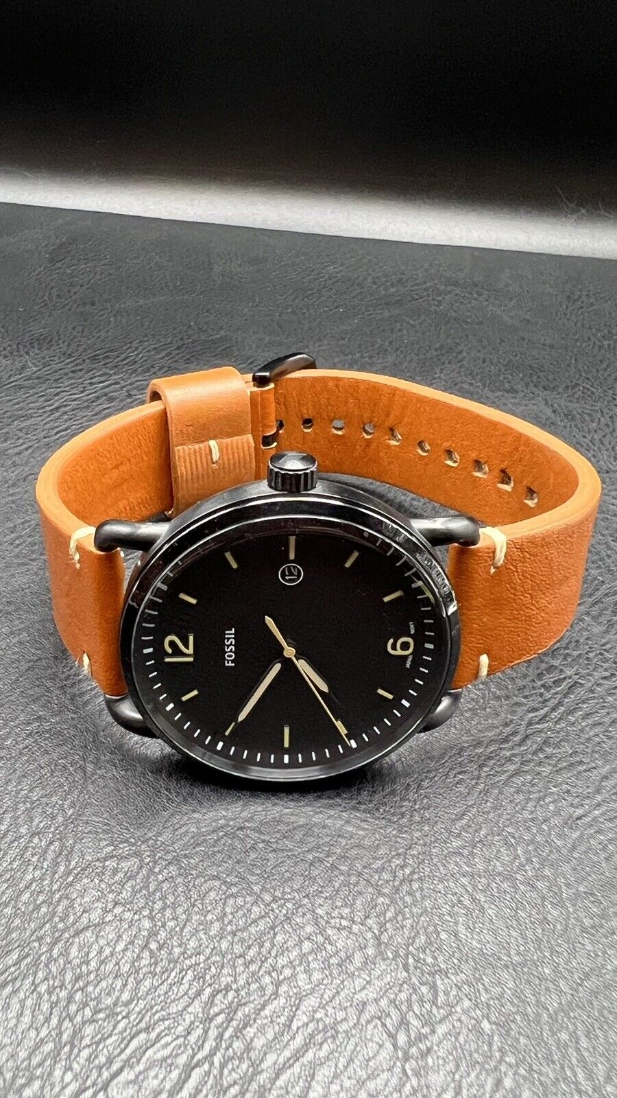  Shop Authentic Fossil Commuter Three Hand Date Black Dial Brown Leather Strap Watch for Men - FS5276 - Luxxuri