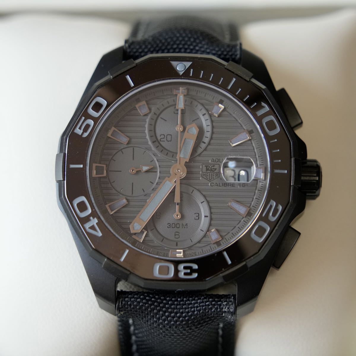  Shop Authentic Tag Heuer Aquaracer Automatic Chronograph Special Edition Titanium Grey Dial Black Leather Strap Watch for Men - CAY218B.FC6370 - Luxxuri