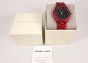  Shop Authentic Michael Kors Slim Runway Quartz Black Dial Red Steel Strap Watch for Men - MK8712 - Luxxuri