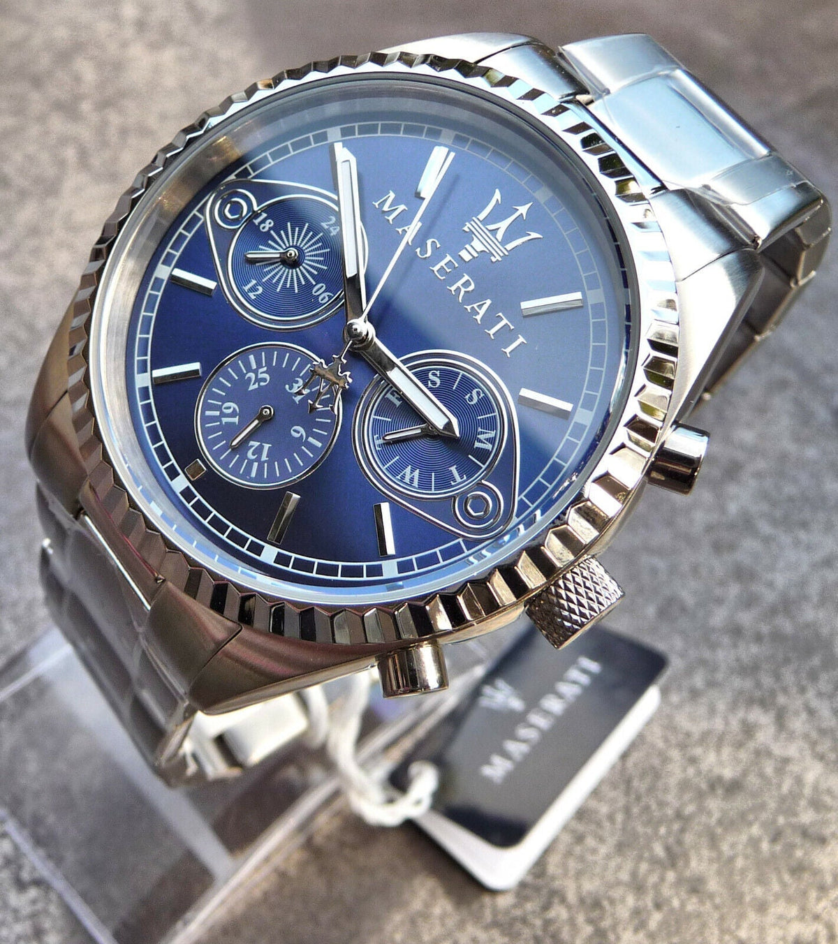  Shop Authentic Maserati Competizione Chronograph Blue Dial Silver Steel Strap Watch For Men - R8853100013 - Luxxuri