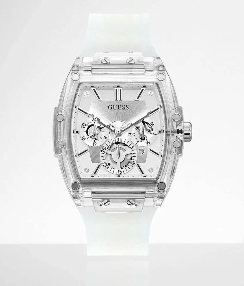  Shop Authentic Guess Phoenix Multi Function Silver Dial White Rubber Strap Watch for Men - GW0203G1 - Luxxuri