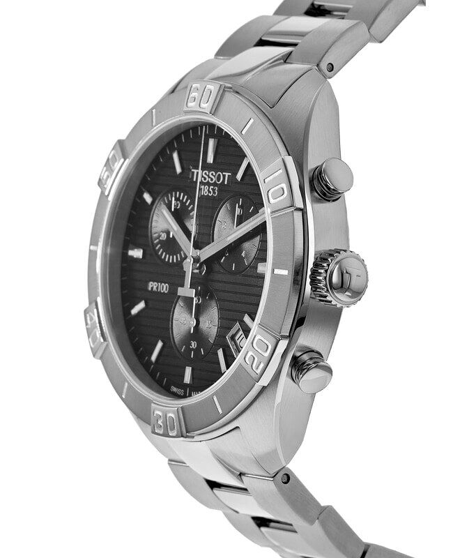  Shop Authentic Tissot T Classic PR 100 Sport Chronograph Black Dial Silver Steel Strap Watch for Men - T101.617.11.051.00 - Luxxuri