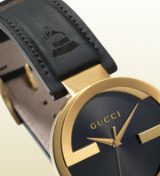  Shop Authentic Gucci Interlocking Special Edition Grammy Black Dial Black Leather Strap Watch For Men - YA133208 - Luxxuri