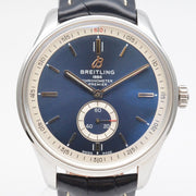  Shop Authentic Breitling Premier Automatic 40mm Blue Dial Blue Leather Strap Mens Watch - A37340351C1P2 - Luxxuri