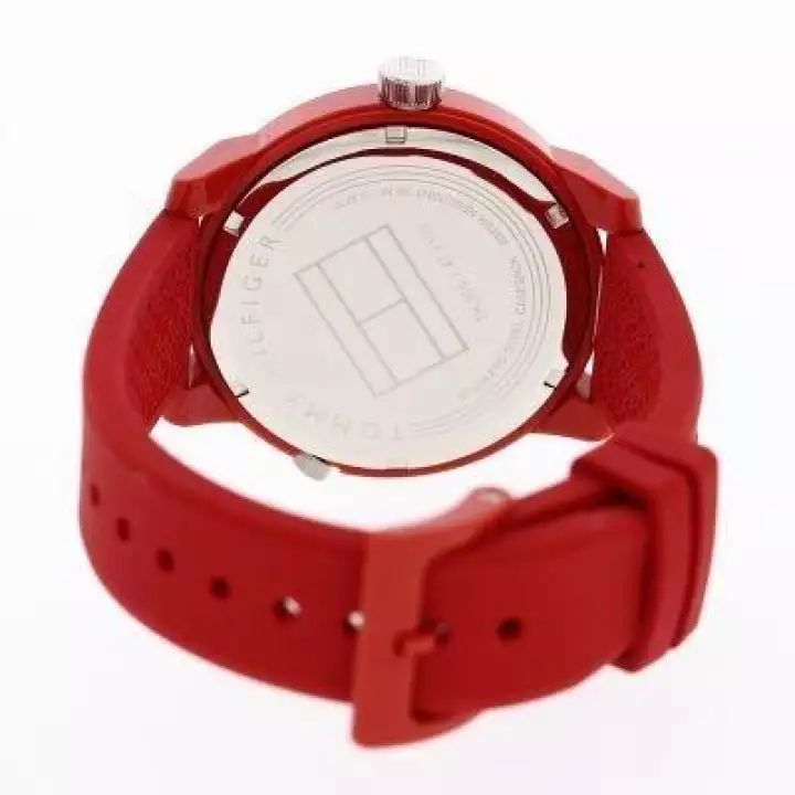  Shop Authentic Tommy Hilfiger Denim Quartz Red Dial Red Rubber Strap Watch for Men - 1791323 - Luxxuri