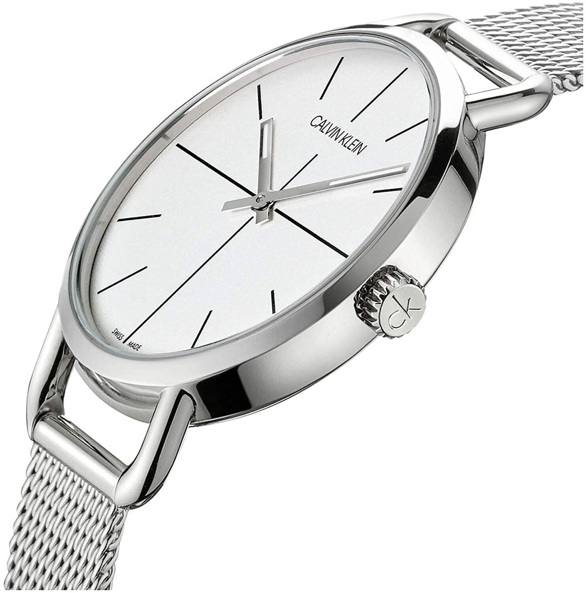  Shop Authentic Calvin Klein Even White Dial Silver Mesh Bracelet Watch for Women - K7B23126 - Luxxuri
