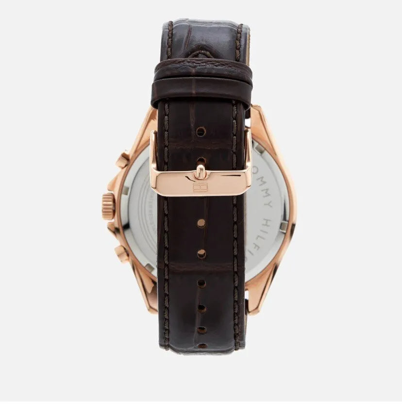  Shop Authentic Tommy Hilfiger Luke Quartz White Dial Brown Leather Strap Watch for Men - 1791118 - Luxxuri