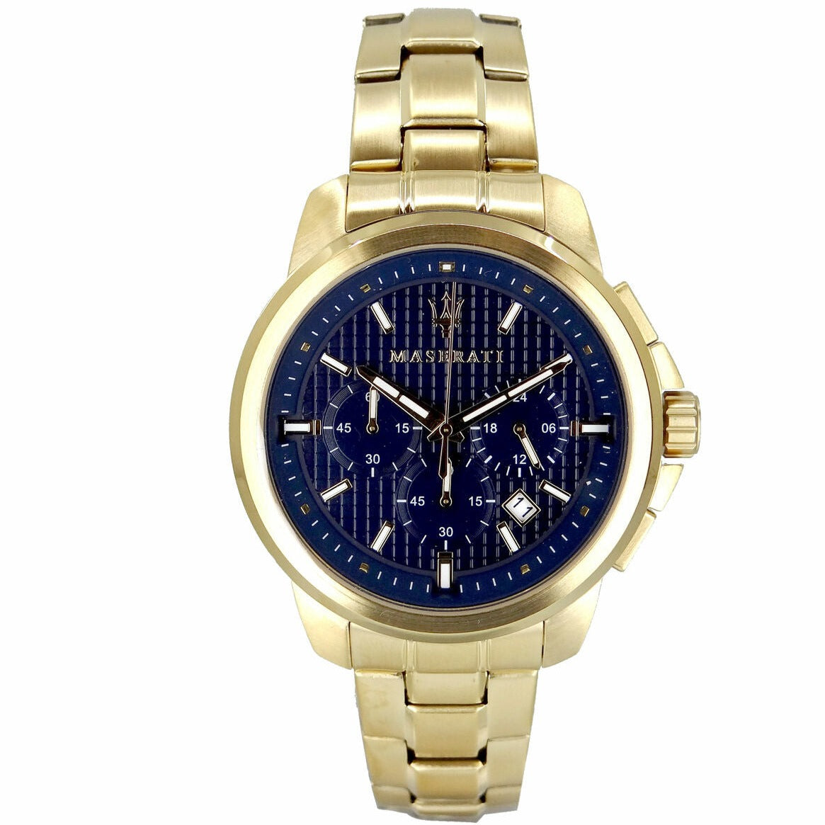  Shop Authentic Maserati Successo Chronograph Blue Dial Gold Steel Strap Watch For Men - R8873621021 - Luxxuri
