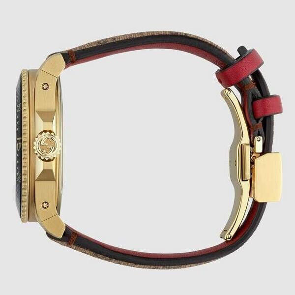  Shop Authentic Gucci Dive Doraemon Quartz Brown Dial Brown Leather Strap Watch For Men - YA136335 - Luxxuri