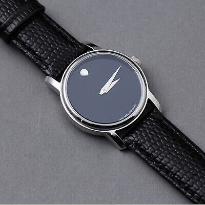  Shop Authentic Movado Museum Black Dial Black Leather Strap Watch For Women - 2100004 - Luxxuri