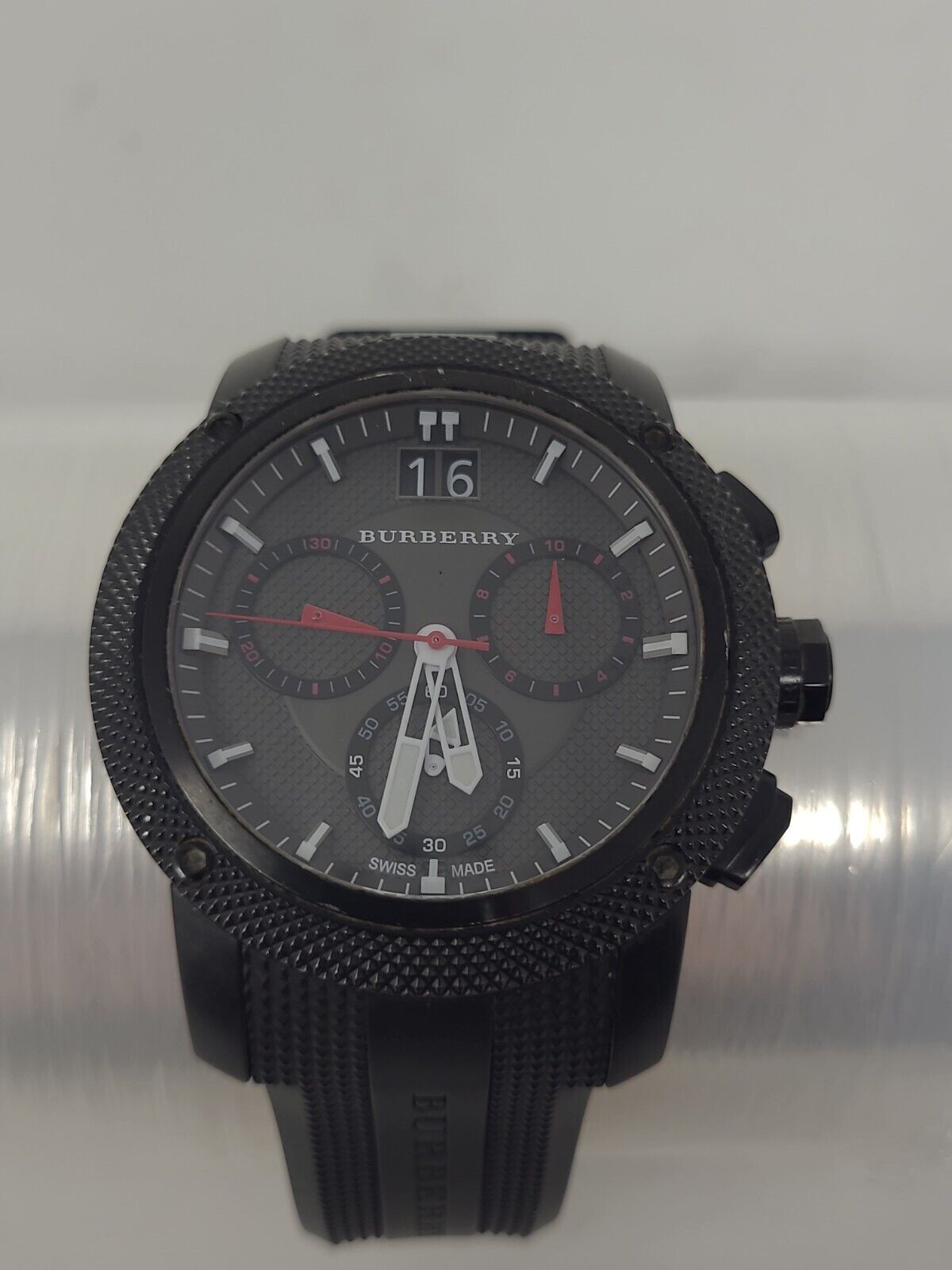 Shop Authentic Burberry The Endurance Chronograph Black Dial Black Rubber Strap Watch For Men - BU9802 - Luxxuri