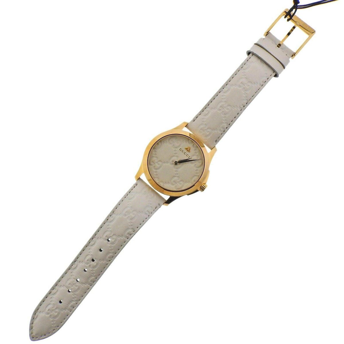  Shop Authentic Gucci G Timeless Quartz White Dial White Leather Strap Watch For Women - YA1264033A - Luxxuri