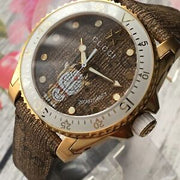  Shop Authentic Gucci Dive Doraemon Brown Dial Brown Leather Strap Watch For Men - YA136334 - Luxxuri