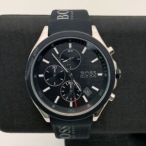  Shop Authentic Hugo Boss Velocity Black Dial Black Leather Strap Watch for Men - 1513716 - Luxxuri