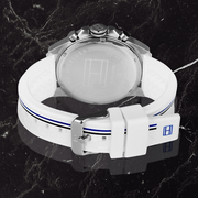  Shop Authentic Tommy Hilfiger Multifunction Black Dial White Rubber Strap Watch for Men - 1791475 - Luxxuri