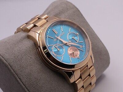  Shop Authentic Michael Kors Runway Chronograph Turquoise Dial Rose Gold Steel Strap Watch For Women - MK6164 - Luxxuri