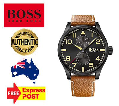  Shop Authentic Hugo Boss Aeroliner Maxx Chronograph Black Dial Brown Leather Strap Watch For Men - HB1513082 - Luxxuri
