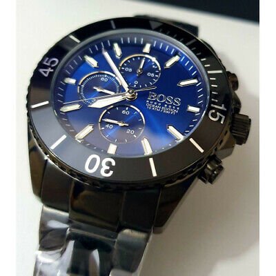  Shop Authentic Hugo Boss Ocean Edition Navy Blue Dial Black Steel Strap Watch for Men - 1513743 - Luxxuri