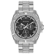  Shop Authentic Bulova Crystal Collection Chronograph Black Dial Two Tone Steel Strap Watch for Men - 96C126 - Luxxuri
