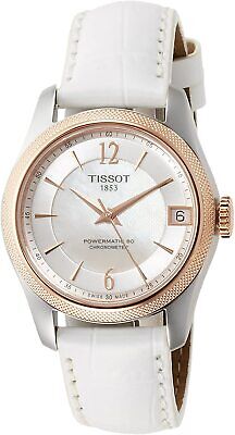  Shop Authentic Tissot T-Classic Powermatic 80 Mother of Pearl Silver Dial White Leather Strap Watch For Women - T108.208.26.117.00 - Luxxuri