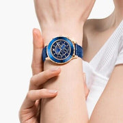 Shop Authentic Swarovski Octea Lux Chrono Blue Dial Blue Leather Strap Watch for Women - 5563480 - Luxxuri