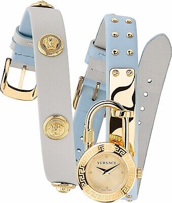  Shop Authentic Versace Medusa Lock Icon Quartz White Dial Blue Leather Strap Watch for Women - VEDW00419 - Luxxuri