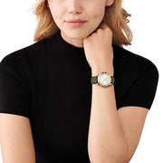  Shop Authentic Michael Kors Mini Everest Crystals White Dial Green Leather Strap Watch for Women - MK4720 - Luxxuri