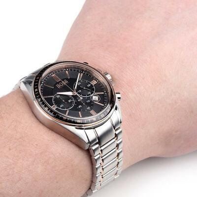  Shop Authentic Hugo Boss Chronograph Black Dial Silver Steel Strap Watch for Men - 151080 - Luxxuri