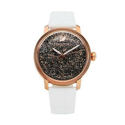  Shop Authentic Swarovski Crystalline Hours Quartz Grey Dial Black Leather Strap Watch for Women - 5344635 - Luxxuri