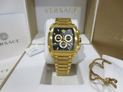  Shop Authentic Versace Dominus Chronograph Black Dial Gold Steel Strap Watch For Men - VE6H00523 - Luxxuri