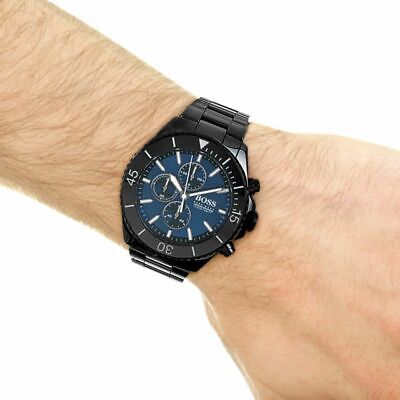  Shop Authentic Hugo Boss Ocean Edition Navy Blue Dial Black Steel Strap Watch for Men - 1513743 - Luxxuri