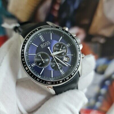  Shop Authentic Hugo Boss Driver Sport Chronograph Blue Dial Black Leather Strap Watch for Men - 1513077 - Luxxuri