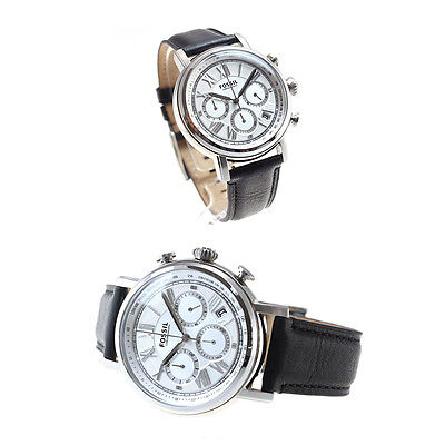  Shop Authentic Fossil Buchanan Chronograph Silver Dial Black Leather Strap Watch for Men - FS5102 - Luxxuri