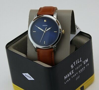  Shop Authentic Fossil The Minimalist 3H Blue Dial Brown Leather Strap Watch for Men - FS5499 - Luxxuri