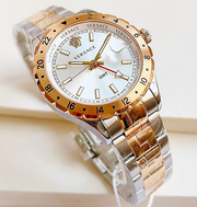  Shop Authentic Versace Hellenyium GMT Silver Dial Two Tone Steel Strap Watch for Men - V11030015 - Luxxuri