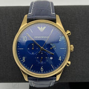  Shop Authentic Emporio Armani Chronograph Midnight Blue Dial Blue Leather Strap Watch For Men - AR1862 - Luxxuri