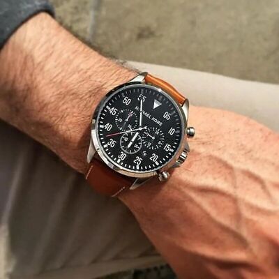  Shop Authentic Michael Kors Gage Chronograph Quartz Black Dial Brown Leather Strap Watch For Men - MK8333 - Luxxuri