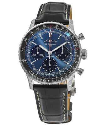  Shop Authentic Breitling Navitimer B01 Chronograph 41 Blue Dial Black Leather Strap Watch for Men - AB0139241C1P1 - Luxxuri