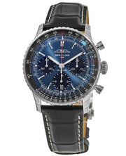  Shop Authentic Breitling Navitimer B01 Chronograph 41 Blue Dial Black Leather Strap Watch for Men - AB0139241C1P1 - Luxxuri